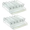 Azar Displays Adjustable Tall Divider Bin Cosmetic Tray with Tester on Front and Spring Pushers, Clear, 2-Pack 225840-TESTER-TALL-2PK